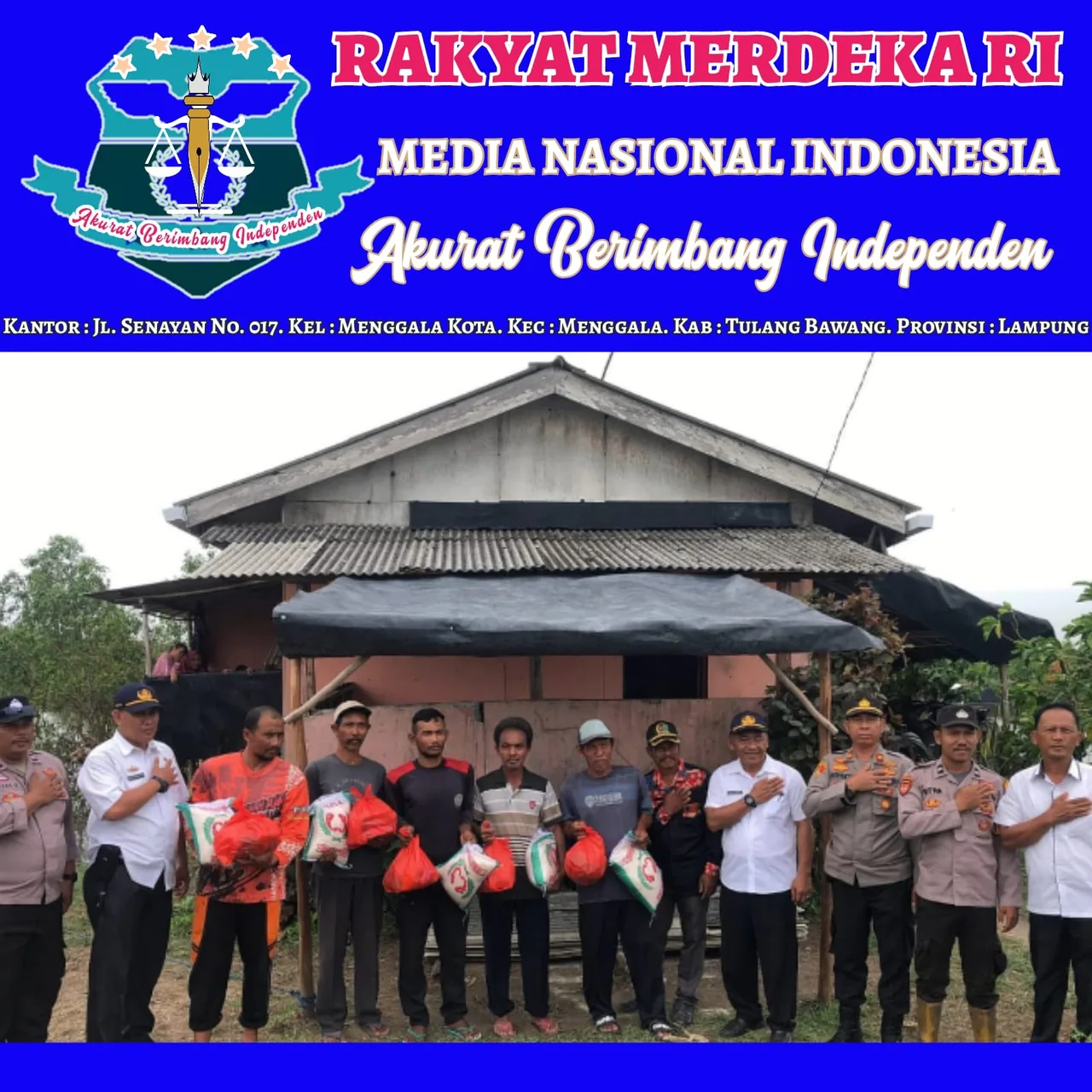 Polres Tulang Bawang Berikan Bansos Kepada Masyarakat Terdampak Bencana Alam Angin Puting Beliung