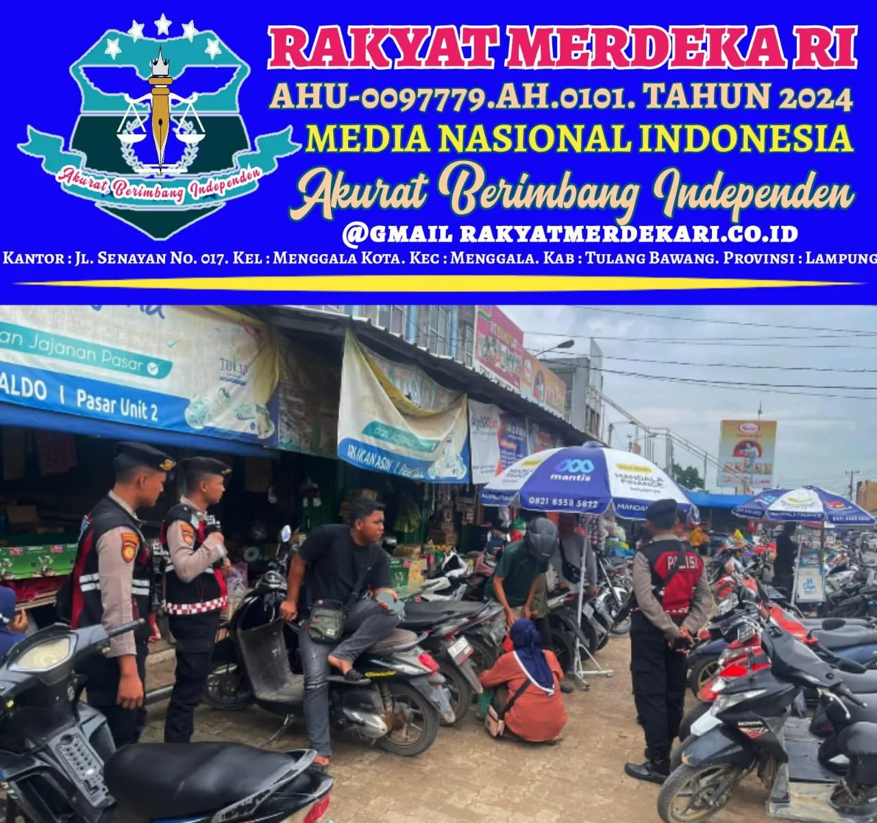 Samapta Polres Tulang Bawang Gelar Patroli Jalan Kaki di Pasar Unit 2, Ini Tujuan Utamanya