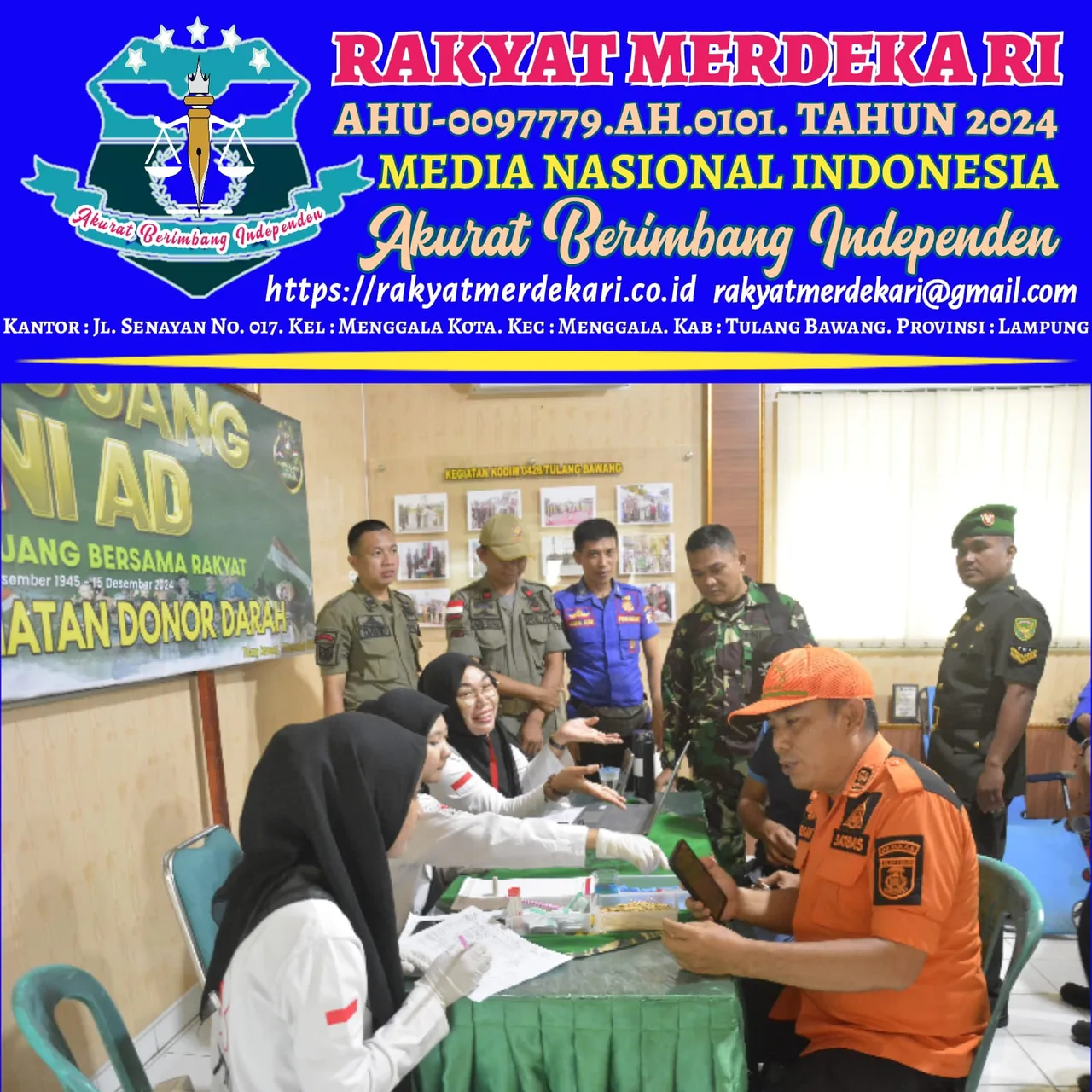 Hari Juang TNI-AD Ke-79 TA. 2024 Kodim 0426 TB Gelar Donor Darah