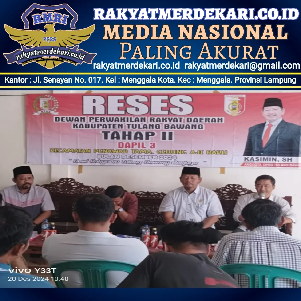 Kasimin Anggota DPRD Dapil Tiga. Fraksi Gerindra Lakukan Reses Tahap Dua di Kecamatan Penawar Tama