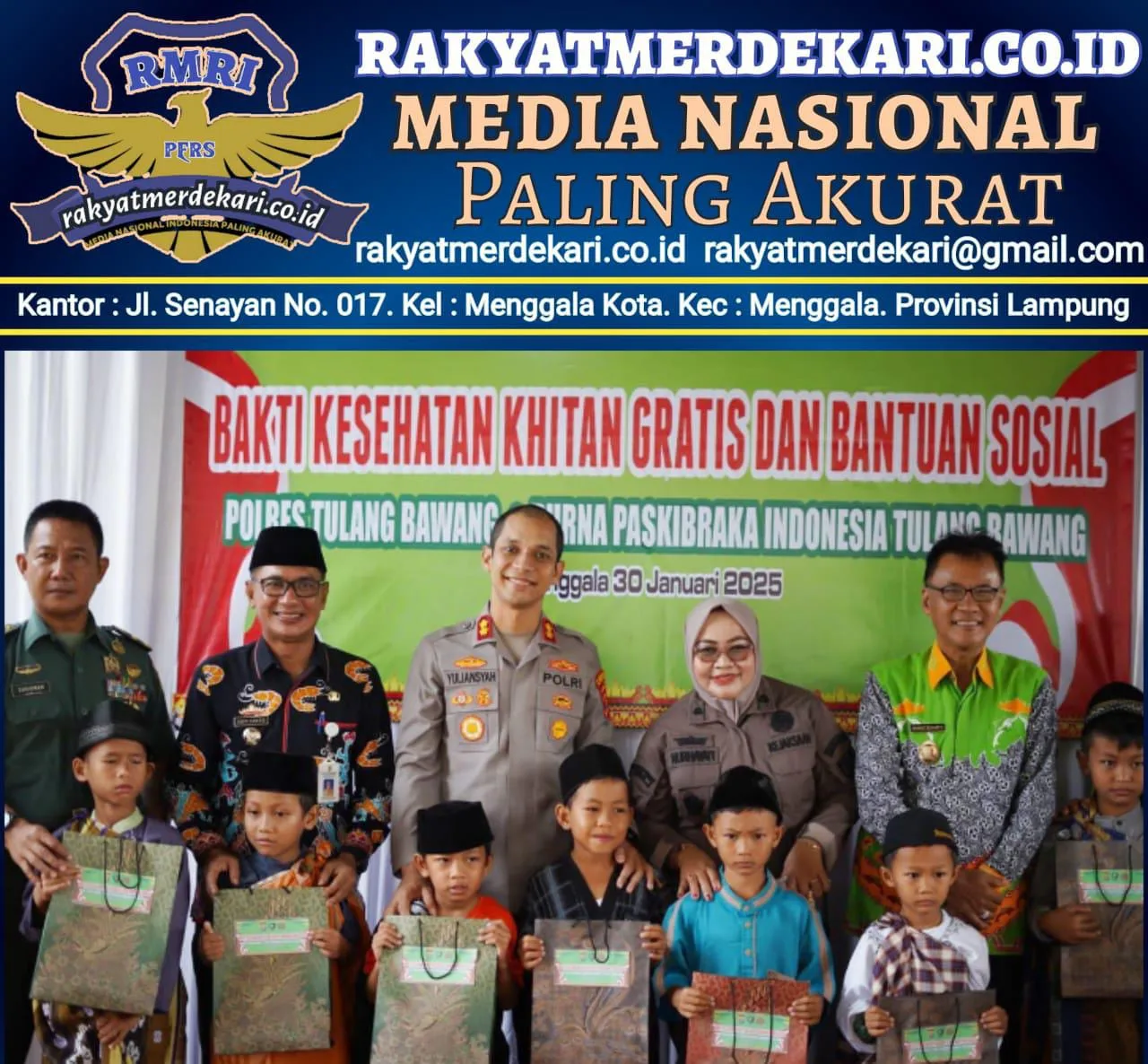 Polres Tulang Bawang Berkolaborasi Dengan PPI Gelar Khitanan Massal Gratis Dan Pembagian Bansos