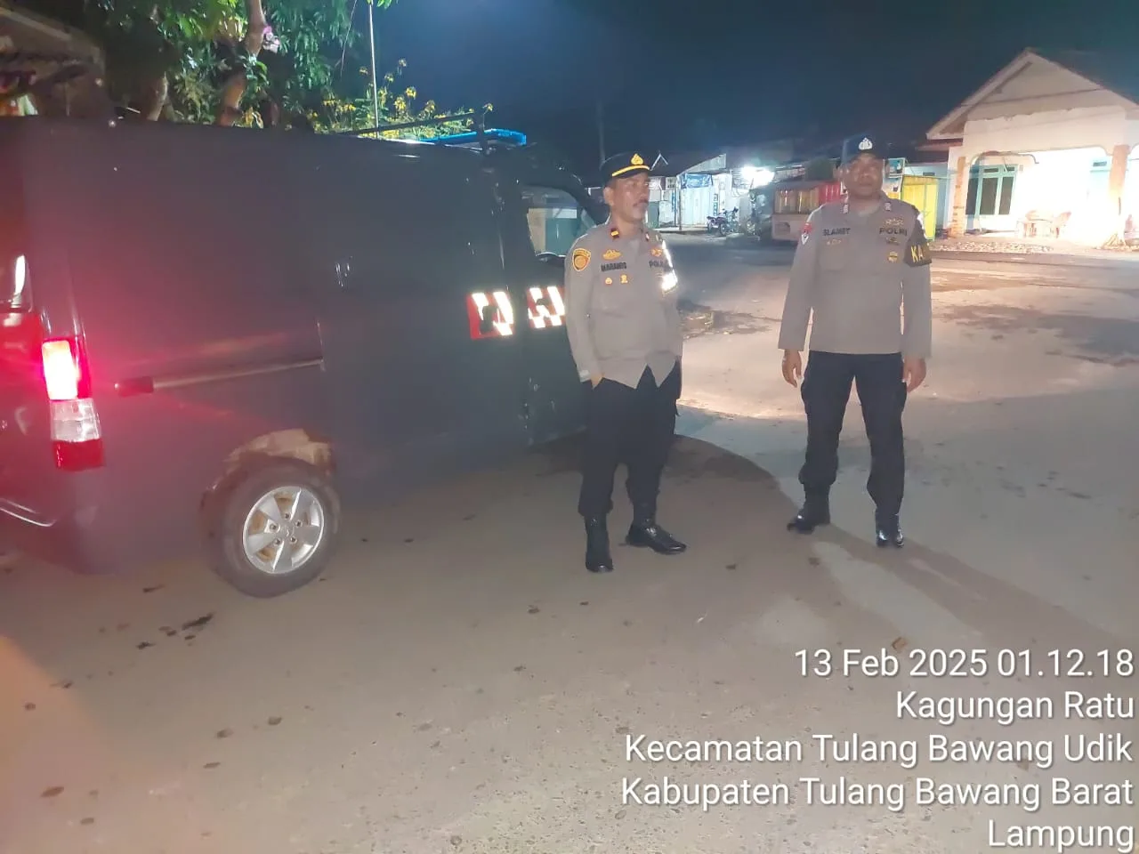 Cegah Gangguan Kamtibmas, KA SPKT Polres Tulang Bawang Barat Laksanakan Patroli, Sambang, Dan Himbauan Kamtibmas