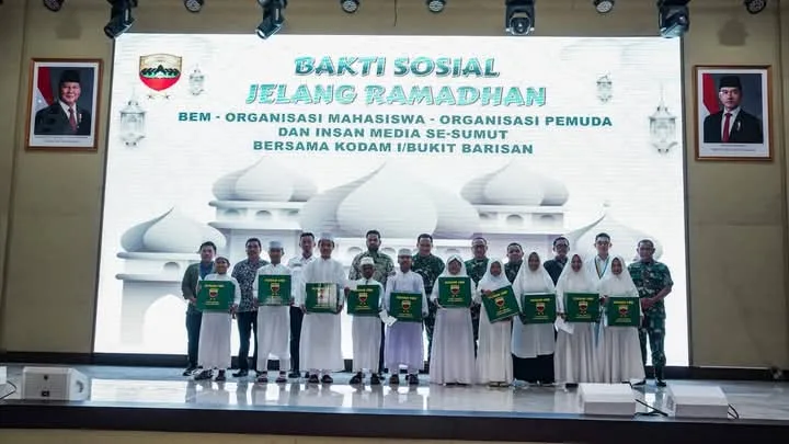 Bakti Sosial Jelang Ramadhan BEM, Organisasi Mahasiswa, Organisasi Kepemudaan dan Insan Media se-Sumut Bersama Kodam I/BB