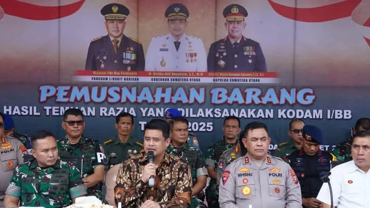 Kodam I/BB Dan Kapoldasu. Narkotika, Perjudian Menjadi Atensi Saat Pemusnahan 44 Mesin Judi