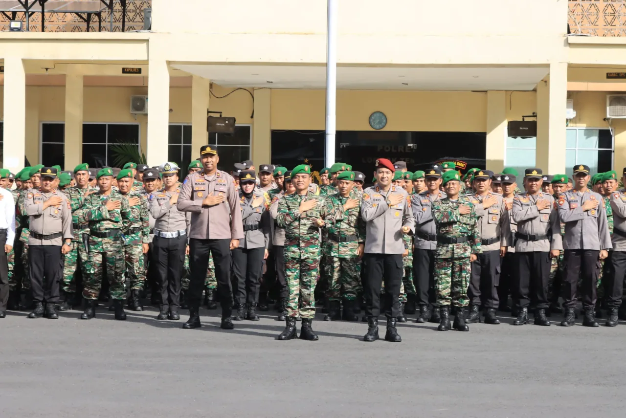‎Perkuat Sinergitas, Polres Loteng Dan Kodim 1620/Loteng Gelar Apel Bersama  ‎
