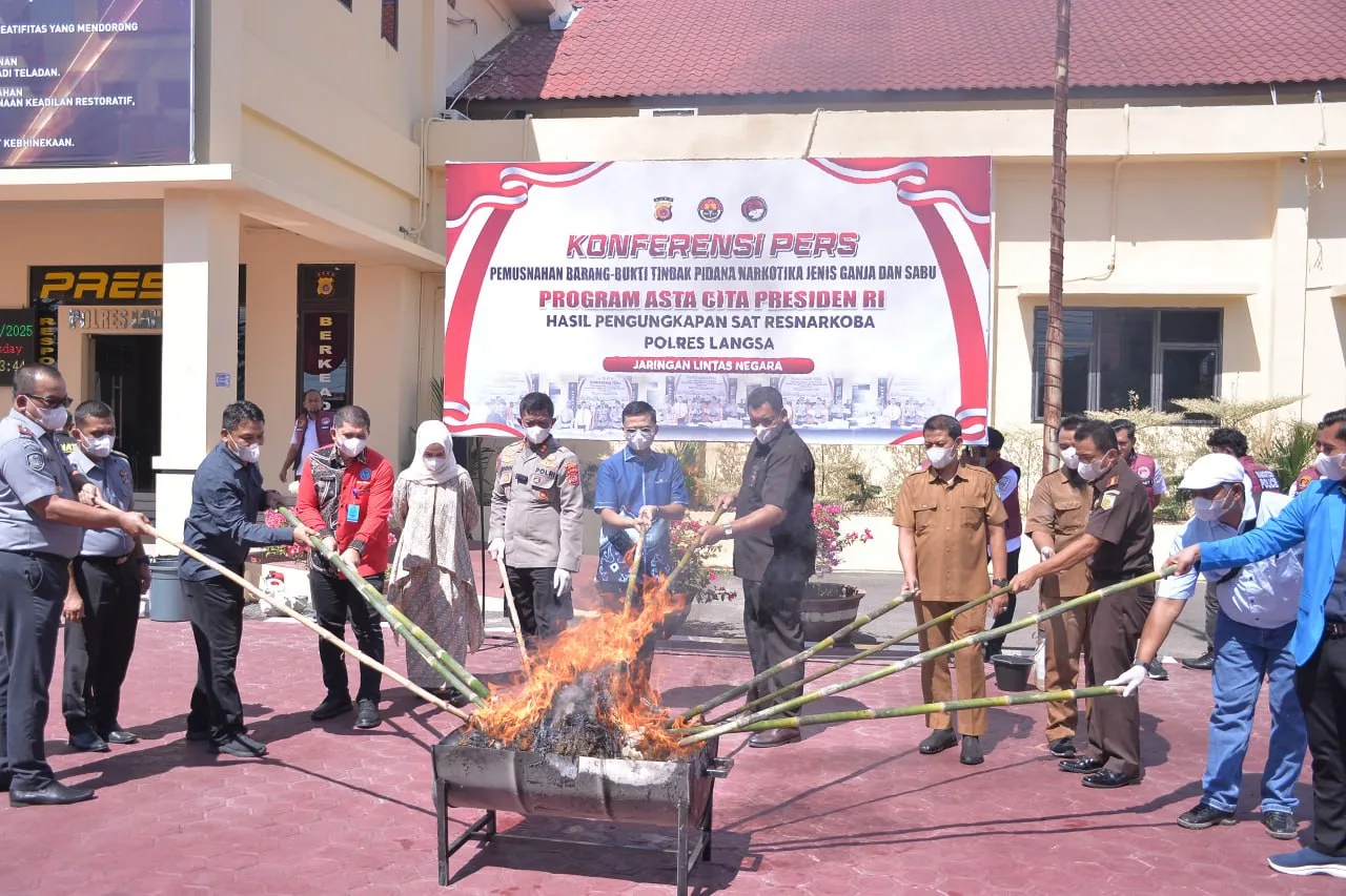 23 Kg BB Narkotika Dimusnahkan Polres Langsa, 121.848 Jiwa Terselamatkan
