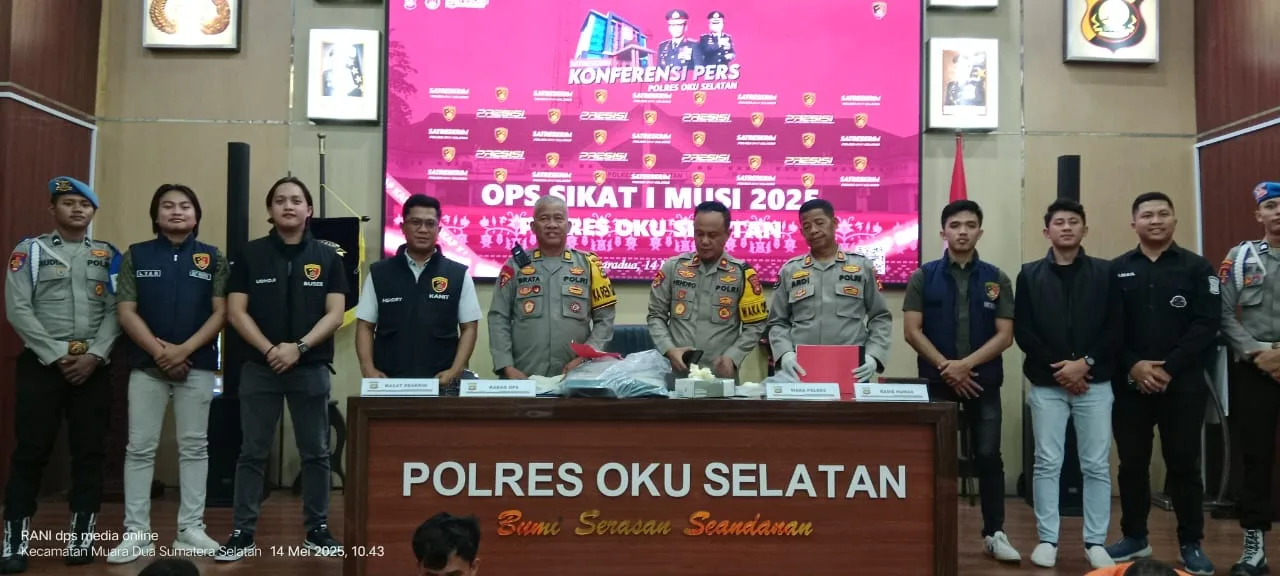 Operasi Sikat Musi I 2025, Polres Oku Selatan Amankan 5 Tersangka Dan 7 Barang Bukti