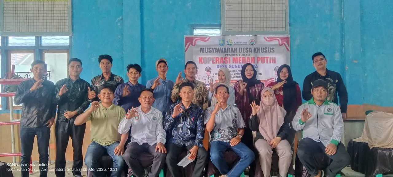Menjalankan Instruksi Presiden Desa Guntung jaya Adakan Mudesus Pembentukan Koperasi Merah Putih