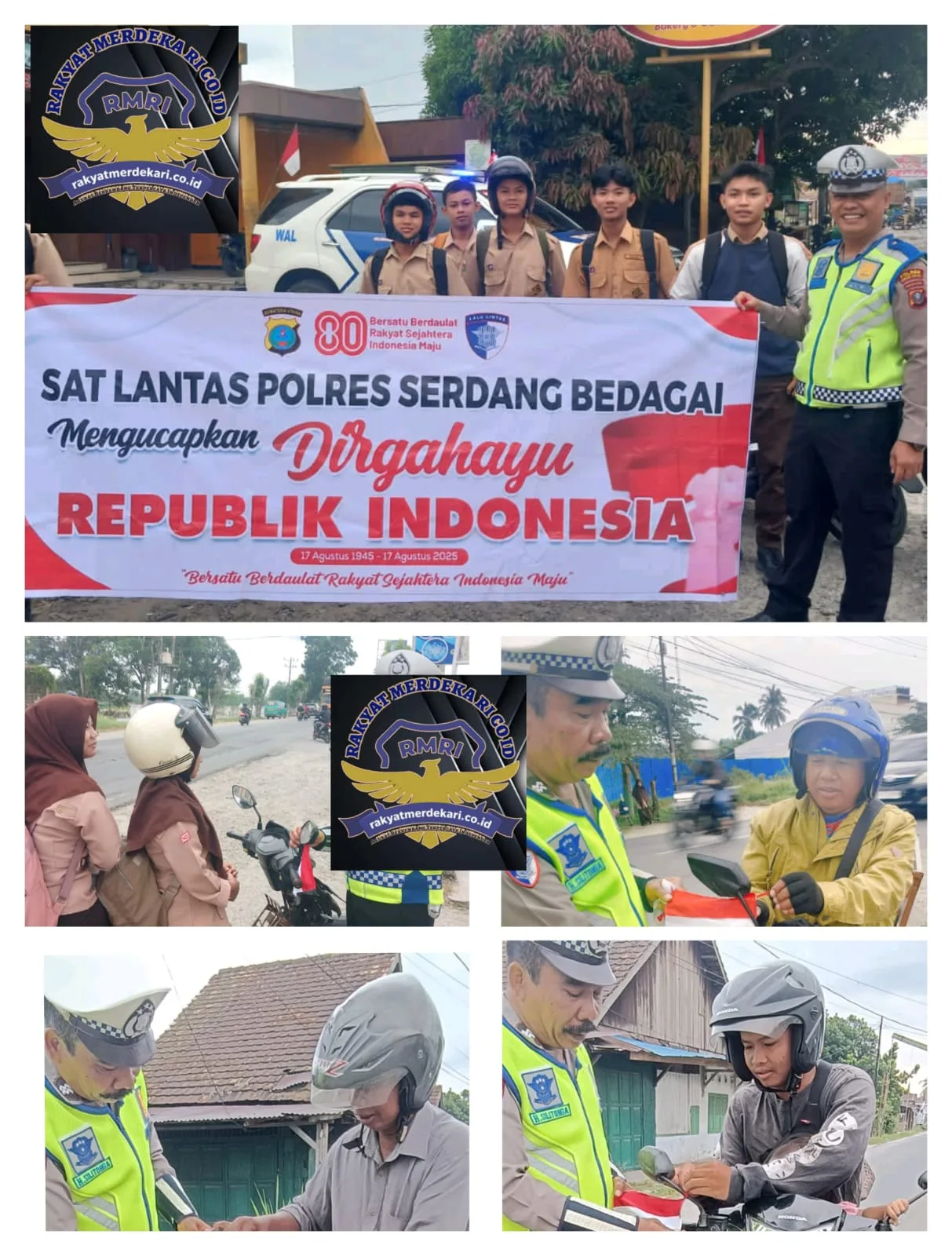 Polantas Menyapa" Sat Lantas Polres Serdang Bedagai Bagikan Bendera Kepada Masyarakat Dan Pengemudi Dalam Rangka HUT RI ke 80 Tahun