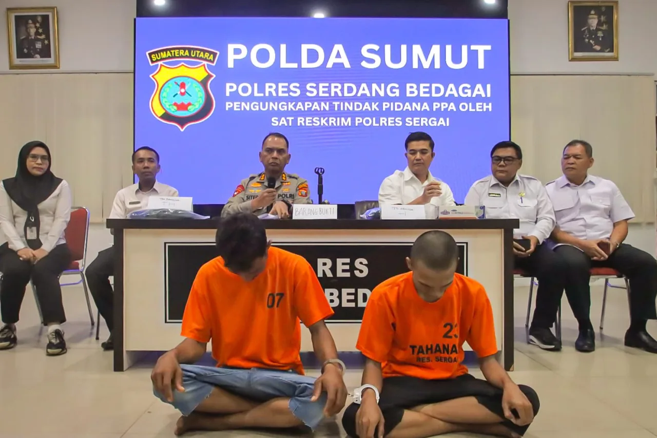 Tindak Pidana Persetubuhan Dan Pencabulan Gelar Konferensi Pers Oleh Kapolres Serdang Bedagai Di Aula Patriatama