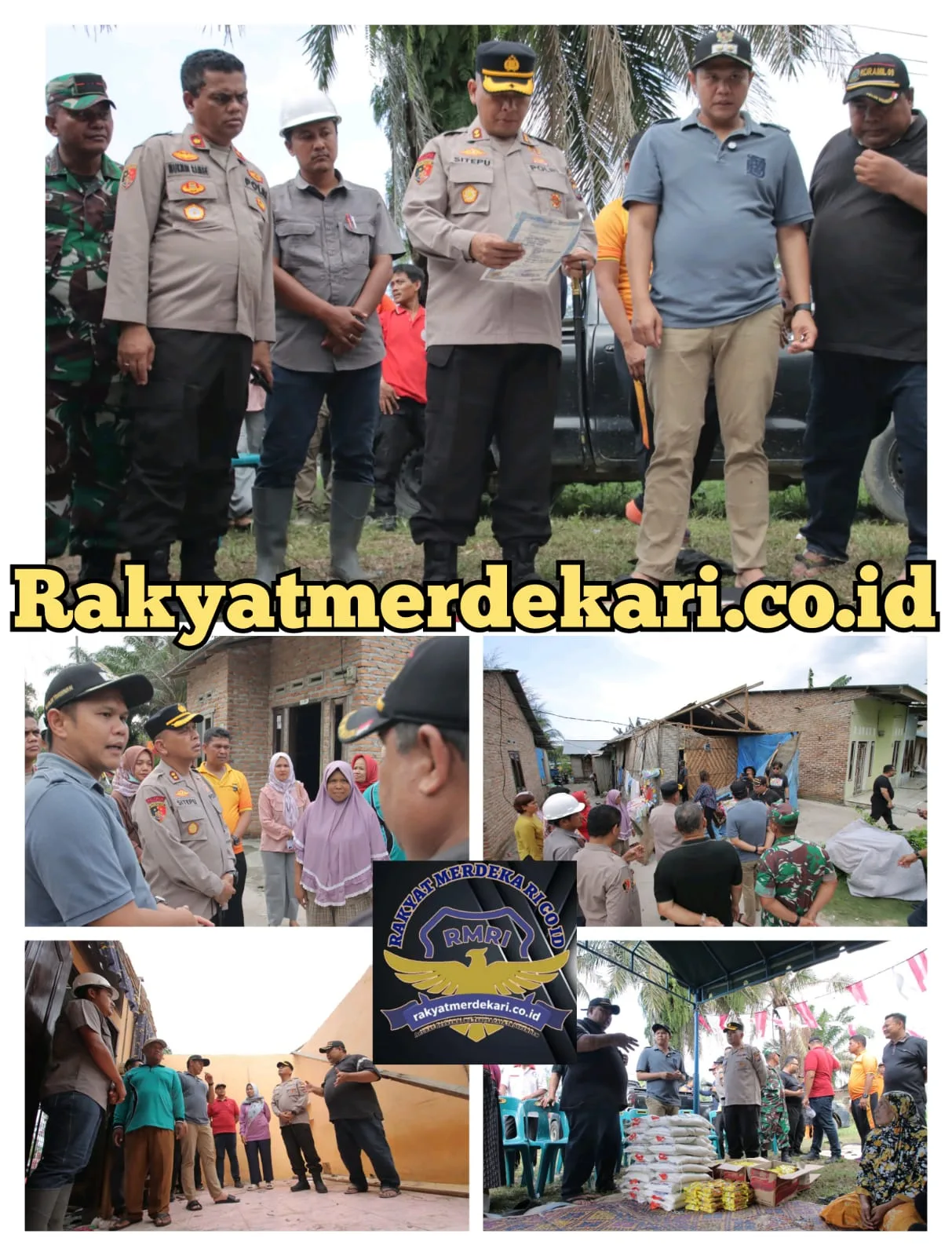 350 Rumah Warga Di Kecamatan Teluk Mengkudu Rusak Mendapat Kunjungan Kapolres Dan Wabup Sergai sekaligus Menyerahkan Bansos