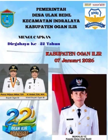 Dirgahayu Ke -22 Tahun Kabupaten Ogan Ilir ,07 Januari ,2026, Ogan Ilir Smart