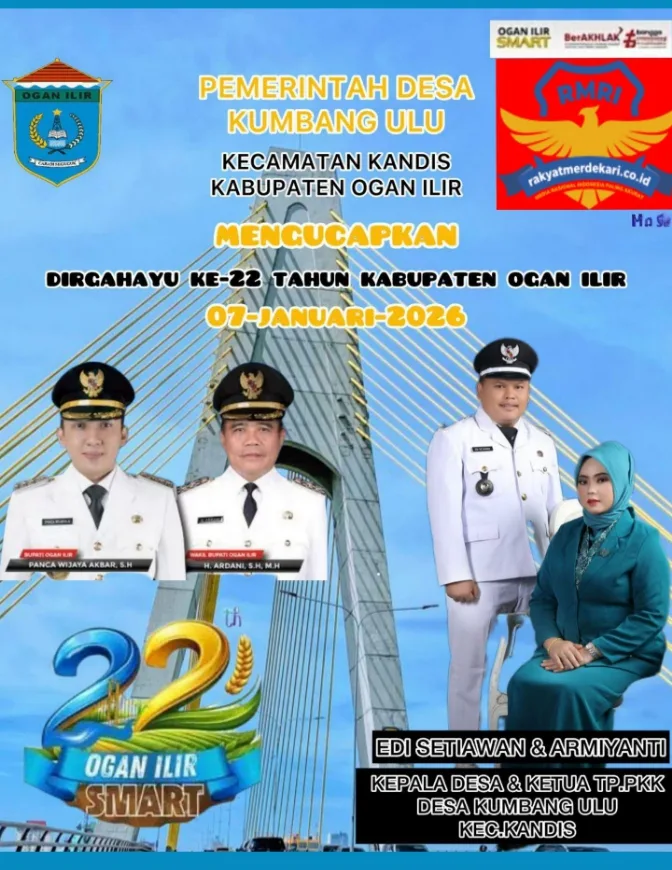 Kepala Desa Dan Ketua TP.PKK.Desa Kumbang Ulu Beserta Perangkatnya Mengucapkan Selamat Hari Jadi Kabupaten Ogan Ilir Ke -22