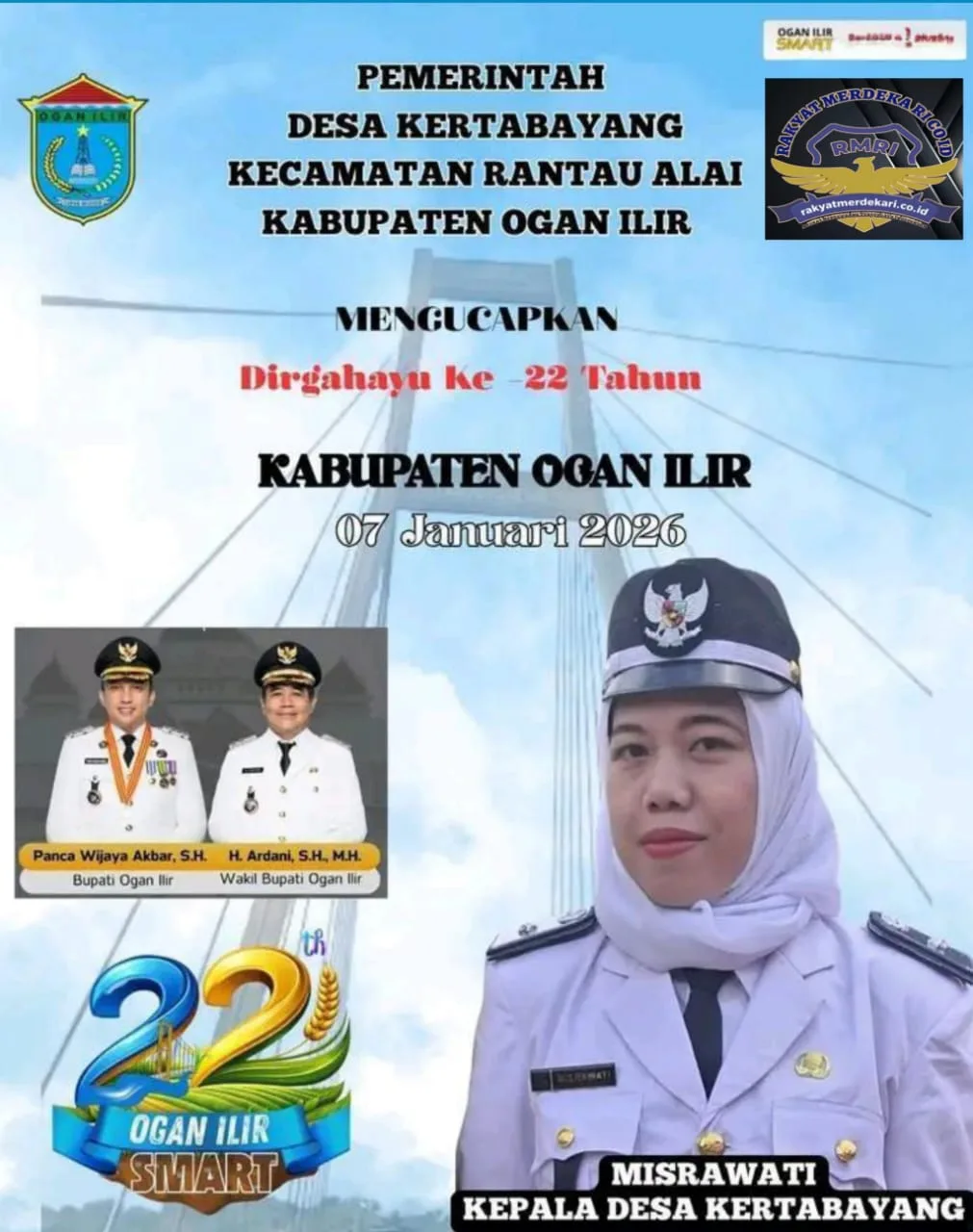 Kepala Desa Kertabayang Mengucapkan Selamat Hari Jadi Ke-22 Kabupaten Ogan Ilir