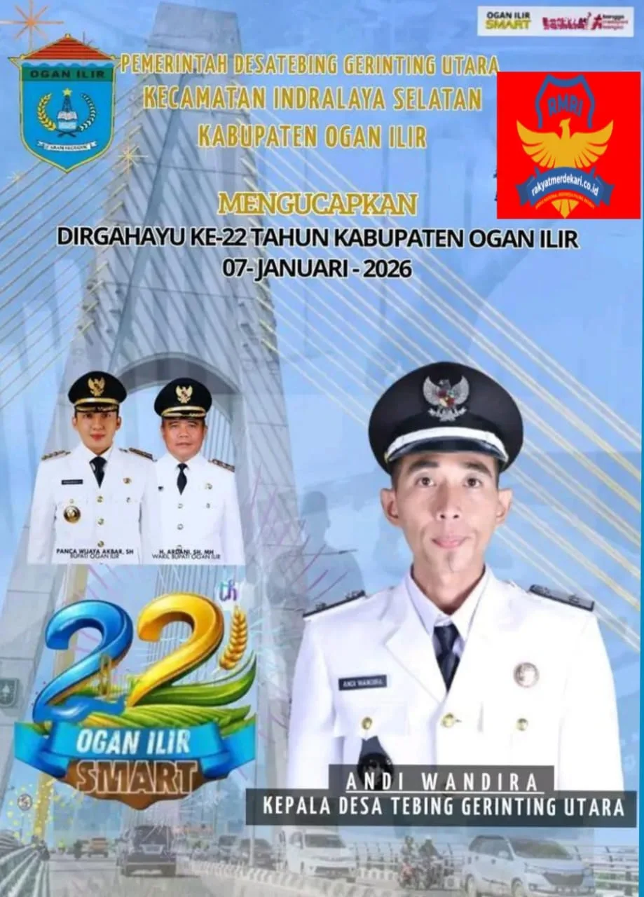Kepala Desa Tebing Gerinting Utara Mengucapkan Selamat Hari Ulang Tahun Ke-22 Kabupaten Ogan Ilir