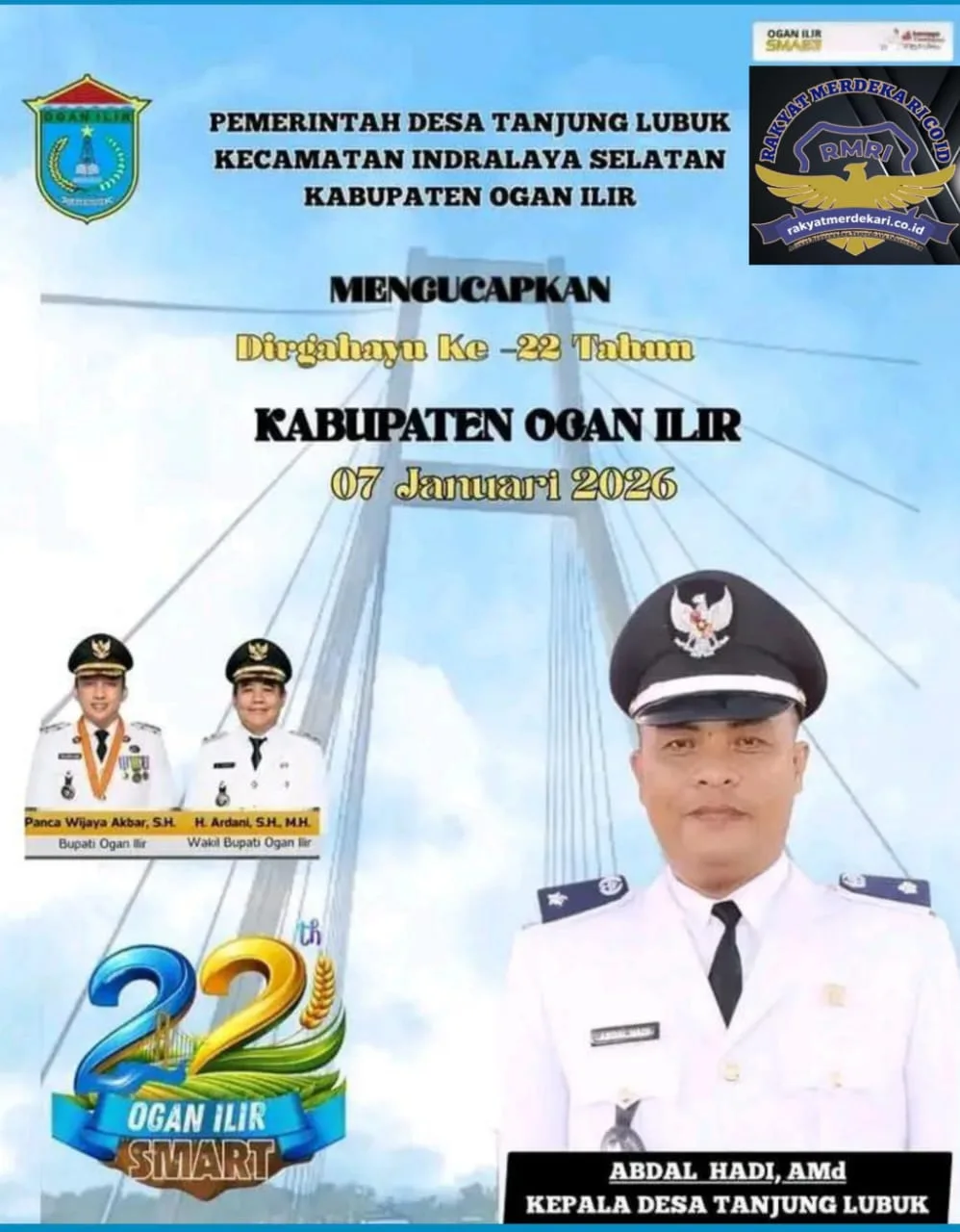 Kepala Desa Tanjung Lubuk Mengucapkan Selamat Hari Jadi Kabupaten Ogan Ilir Ke-22