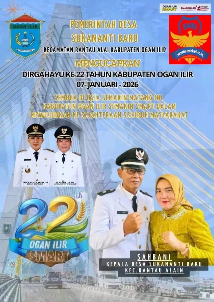Kepala Desa Sukananti Baru Beserta Jajaran Perangkat Desa Mengucapkan Dirgahayu Ke-22 Tahun Kabupaten Ogan Ilir