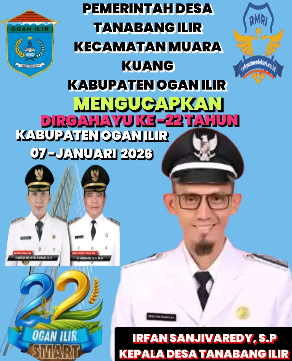 Selamat Hari Jadi Kabupaten Ogan Ilir Ke- 22 Tahun