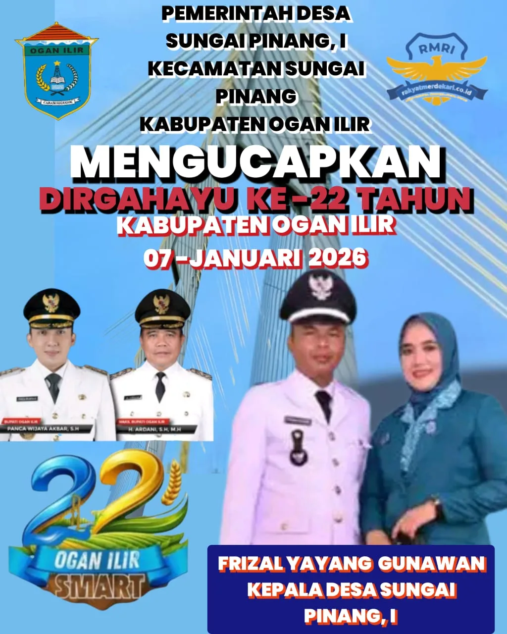 Kepala Desa Sungai Pinang, I Mengucapkan Selamat Hari Jadi Kabupaten Ogan Ilir Ke- 22 Tahun