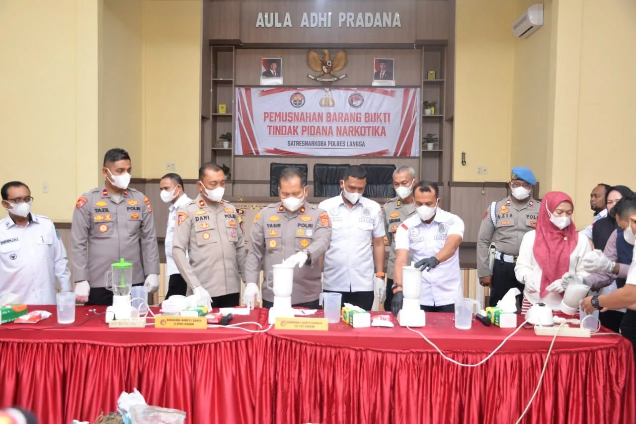Polres Langsa Musnahkan 3,09 Kg Sabu dan 13,74 Kg Ganja, 38.461 Jiwa Diklaim Terselamatkan