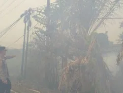 Sigap Di Tengah Kepulan Asap, Pamapta Polres Tulang Bawang Turun LangsungPadamkan Karhutla DiCakat Raya, Api Berhasil Di Padamkan